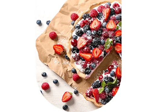 Tartes aux fruits de saison et champagne